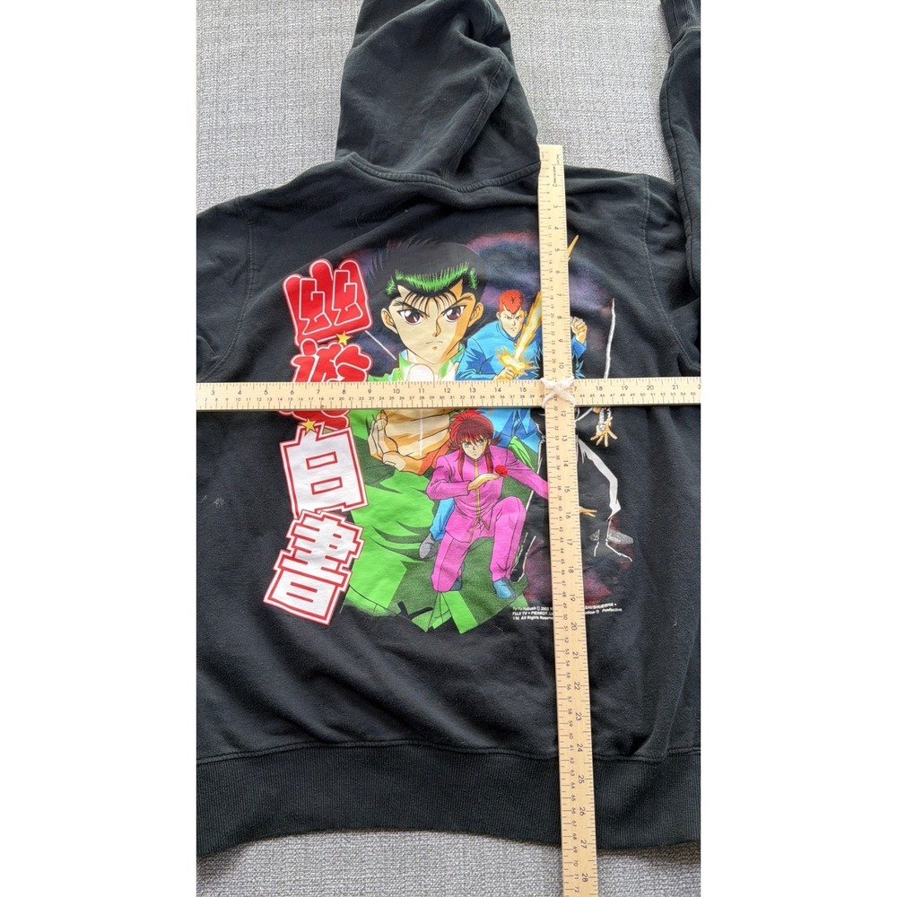 Yu Yu Hakusho Animation Japanese Hoodie Mens L Black Graphic Cotton Fleece Lined - Picture 5 of 6